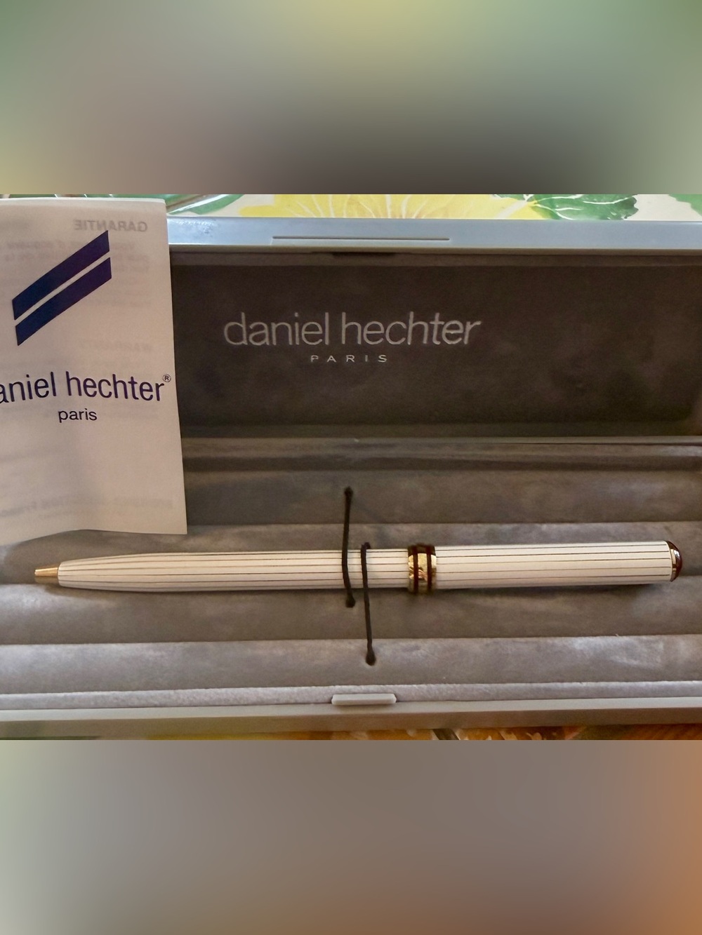 Vintage Daniel Hechter Paris White Gold Ballpoint Pen in Case